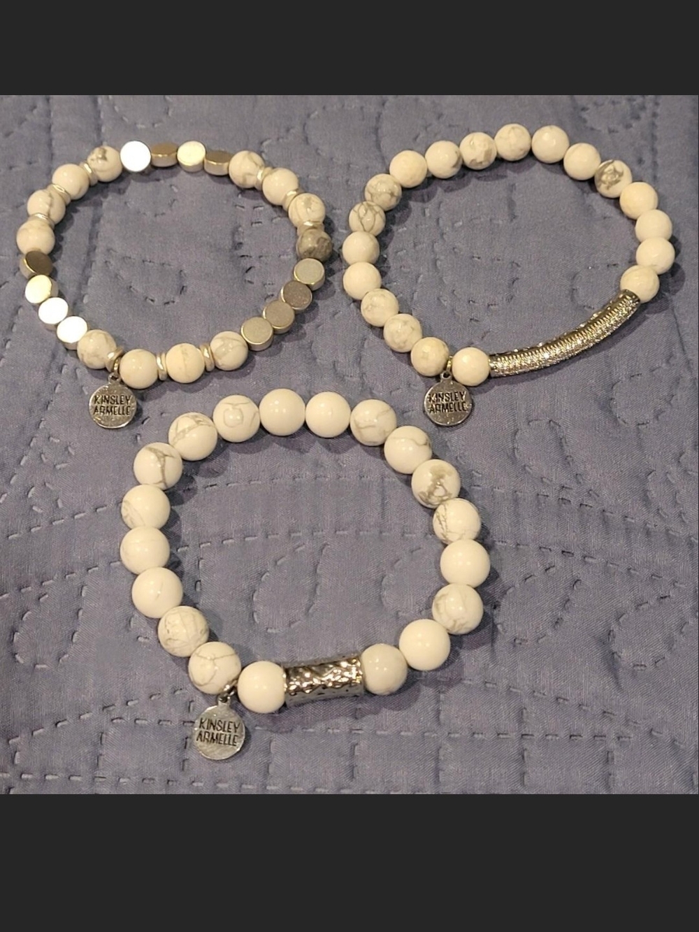 Kinsley Armelle Beaded White Howlite Bracelets (3)